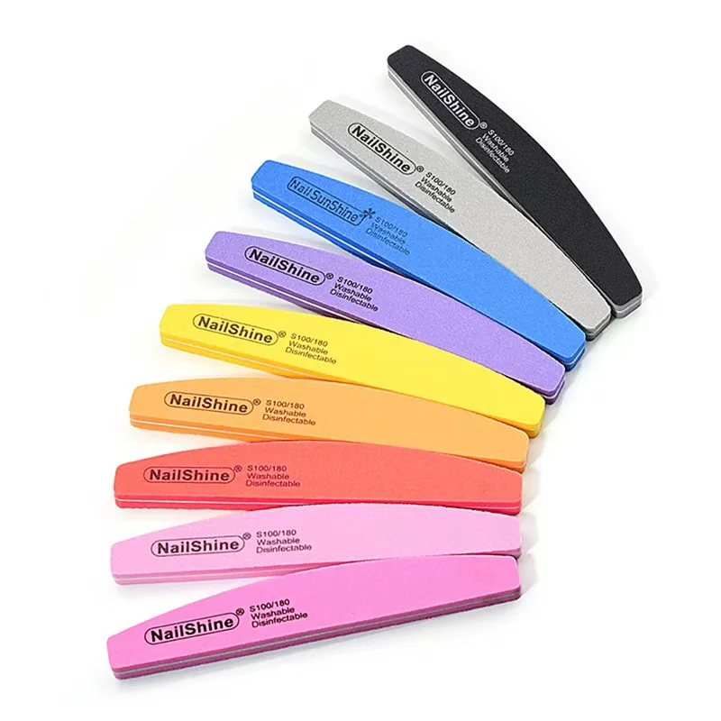 2/5/10PCS Professional Double-sided Nail File Block Colorful Sponge Nail Polish Buffing Sanding Buffer Strip Polishing Pedicure