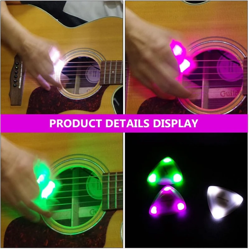 3/2/1PC Guitar Picks Medium Picks Plastic With High-sensitivity LED Light Plectrum Bass Electric Guitar Accessories Guitarists