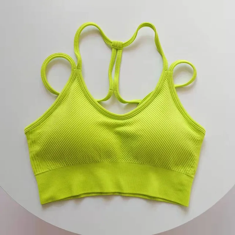 Seamless Criss Cross Back Sports Bra, Padded Yoga Bra for Women, Breathable Workout Crop Top (Multi-Pack) Ropa Para Mujer 4
