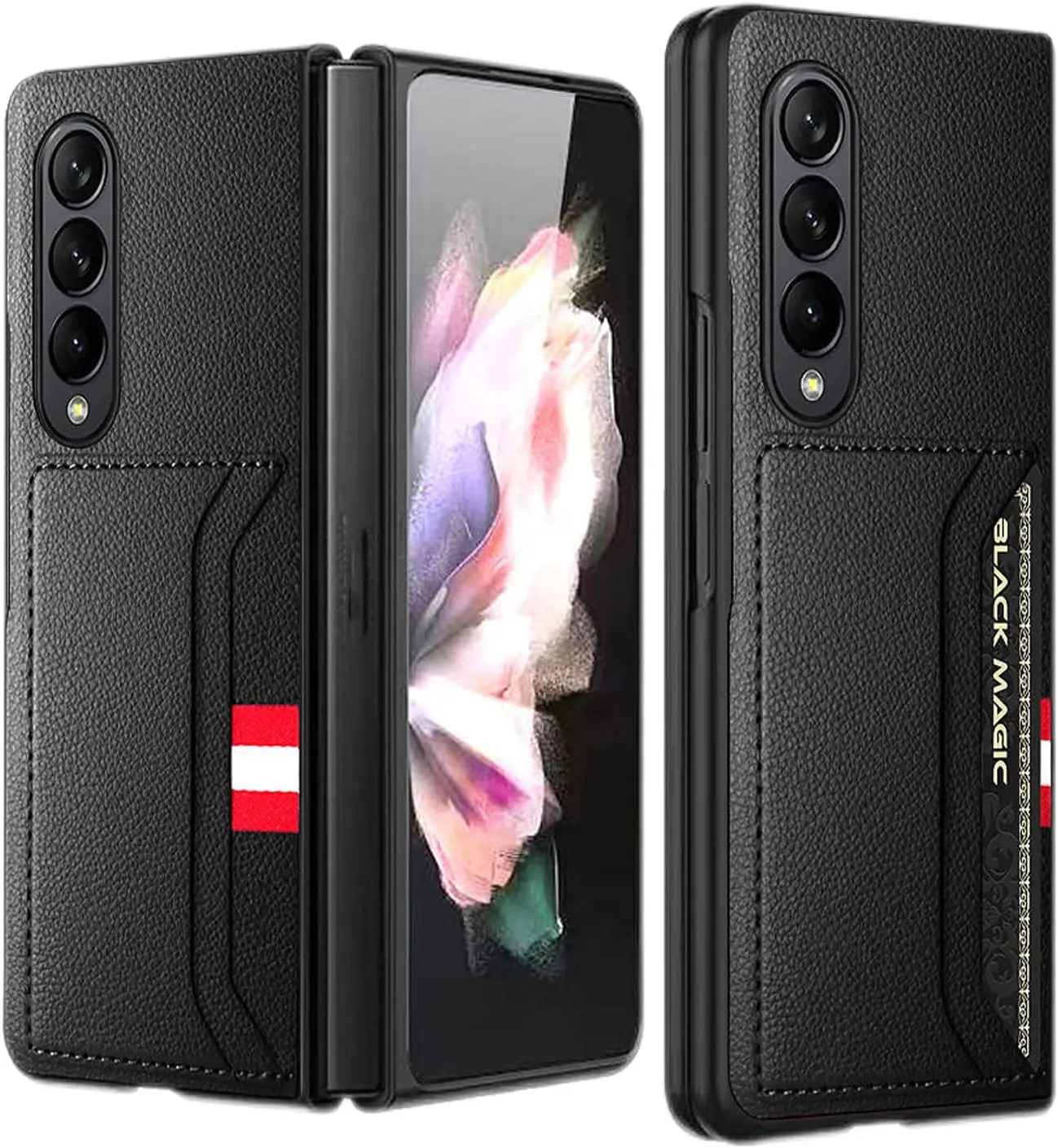 

Case for Samsung Galaxy Z Fold 4, Premium Leather Hybrid PC Protective Cover with Card Slot Shockproof Smartphone Case