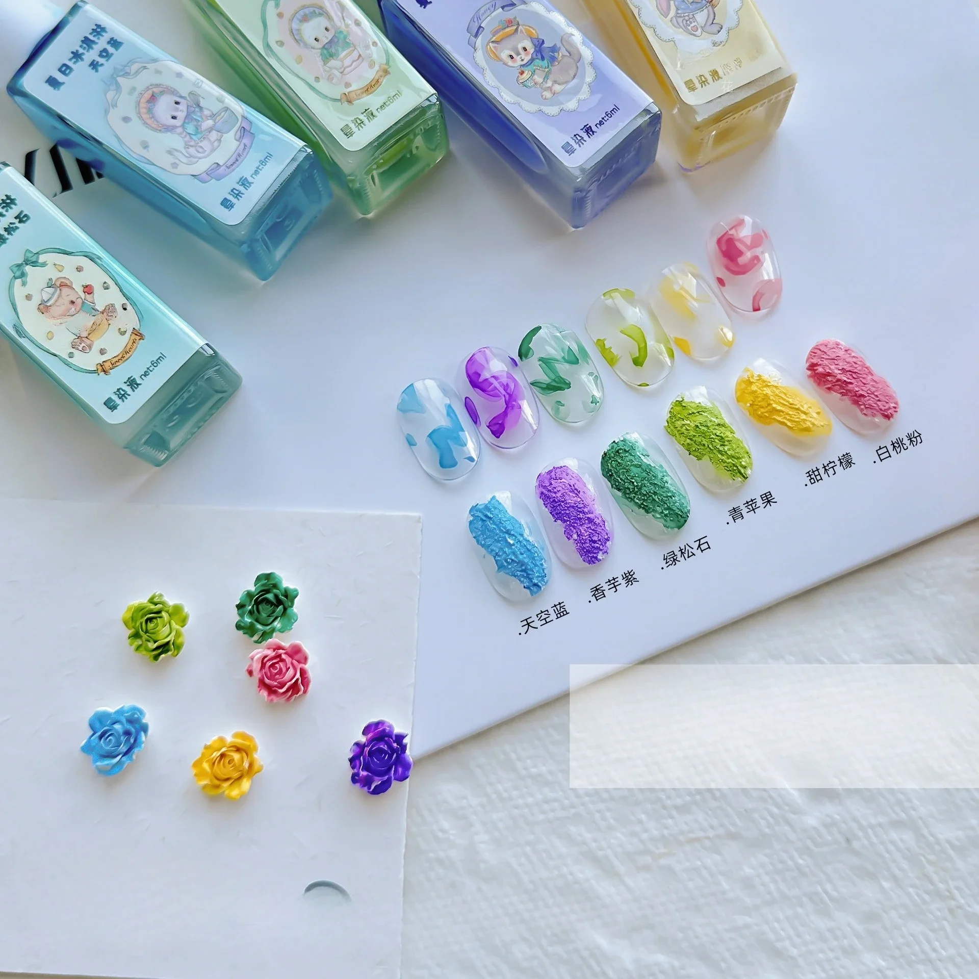 

6Colors Summer Blooming Watercolor Ink Nail Polish 6ml Blossom Gradient Nail Liquid Soak Off Colorful Smudge Bubble Gel Varnish