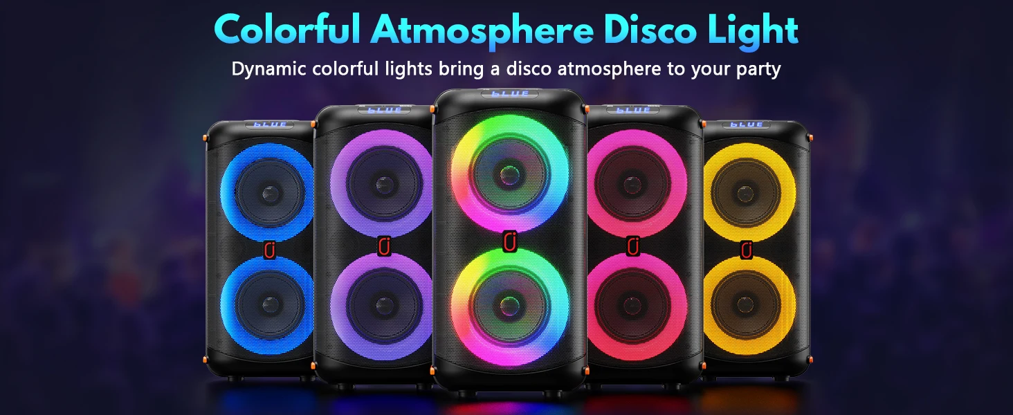 Karaoke-Maschine, tragbarer Bluetooth 5.3-Karaoke-Lautsprecher, PA-System für Erwachsene mit Echo-Einstellung/LED-Leuchten, unterstützt TV/USB/AUX/TF – Detail 5