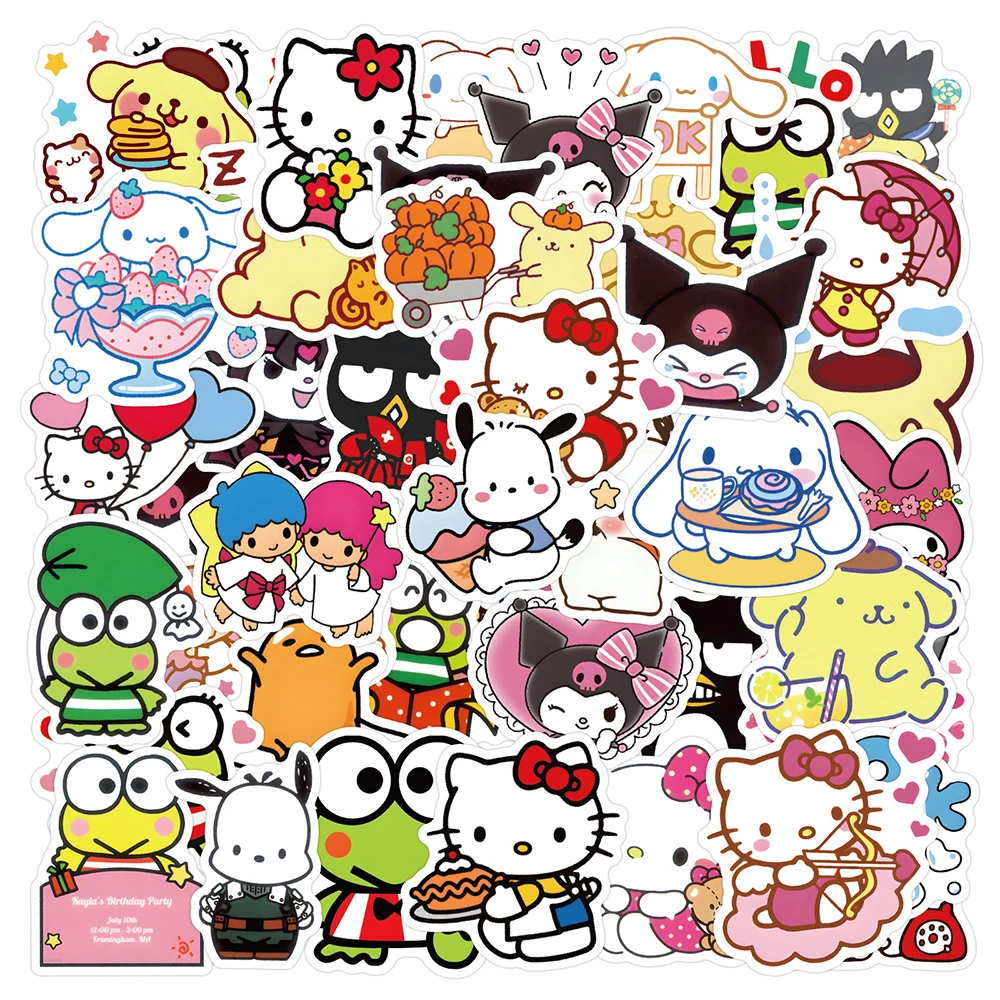 10/30/50/100 Stück Niedliche Cartoon Sanrio Mix Graffiti Aufkleber Kawaii Pochacco Melody Kuromi Sticker Gepäck Handy Anime Aufkleber Deko