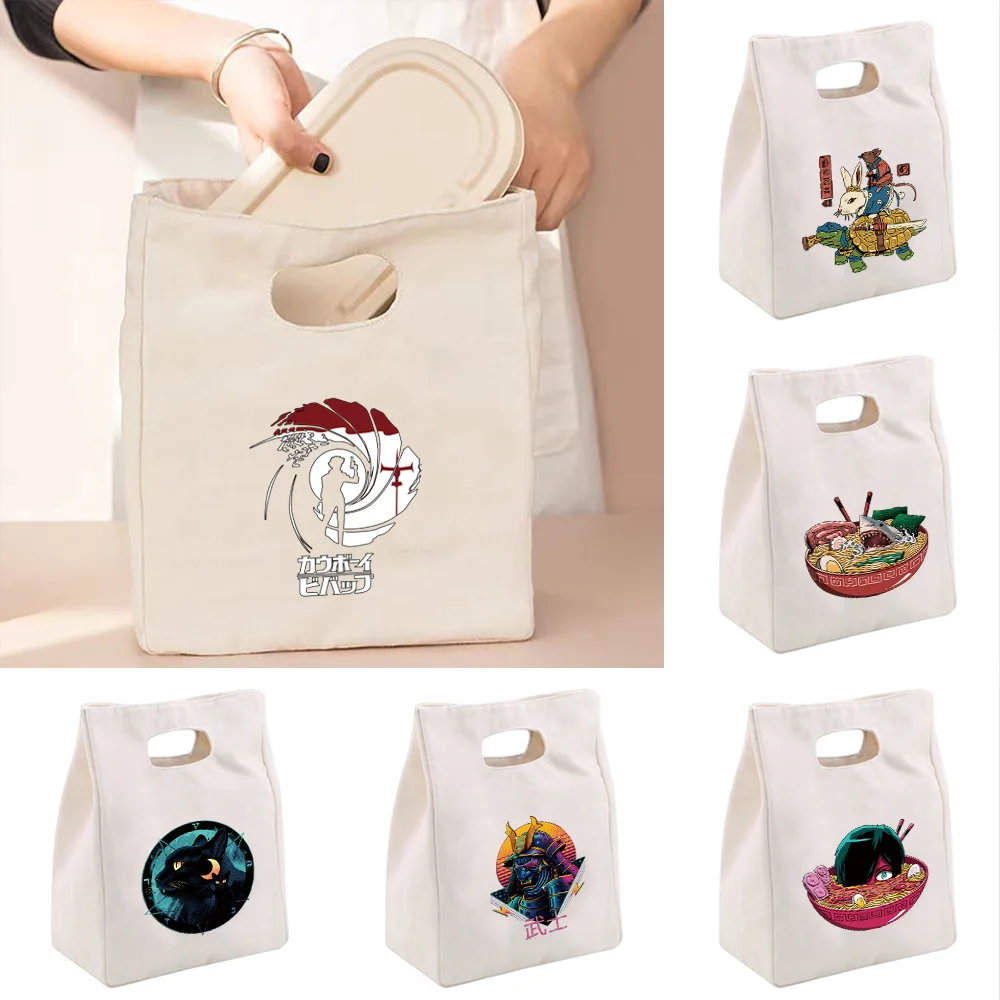 

Lunch Bag Kids Picnic Canvas Print Bags Portable Food Cake Cooler Insulated Bag Tin Foil Thermal Bags Ice Pack Insulation