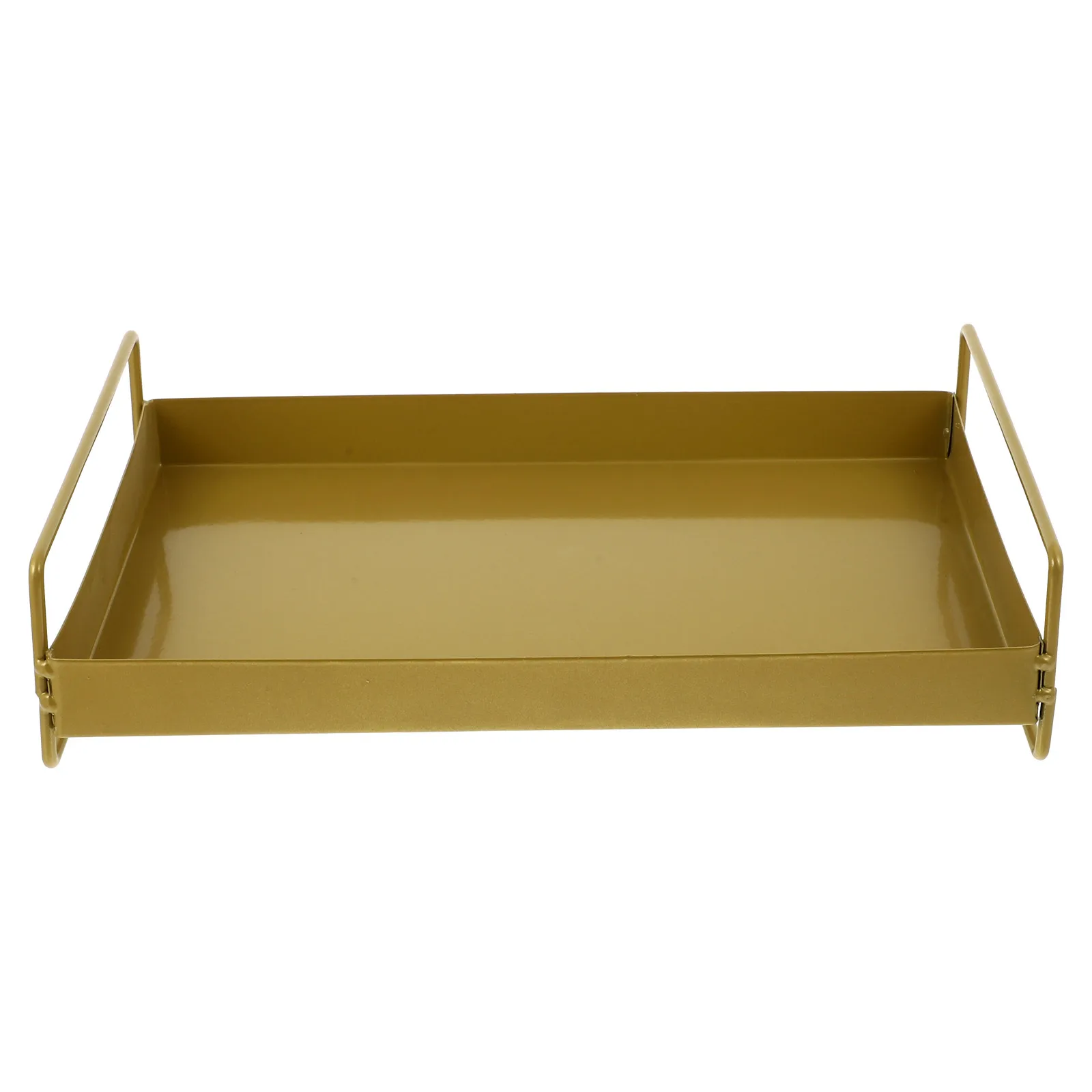 

Sturdy Iron Metal Fruit Tray With Handle Coffee Cup Serving Tray Desktop Decor Photo Prop Golden Color Kitchen Organizer