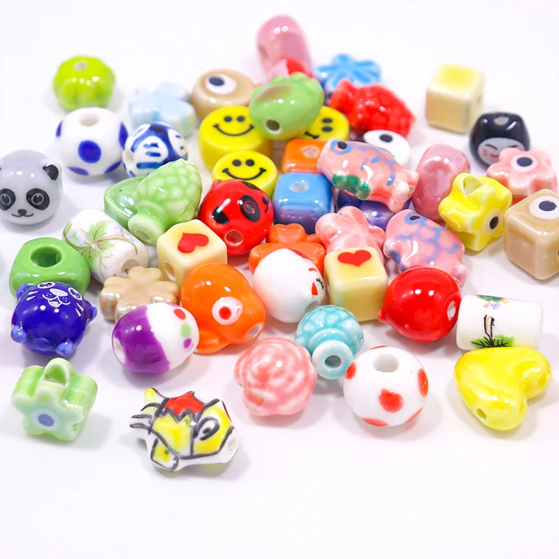Mixed Shaped Colored Ceramic Beads For Jewelry Making DIY Earring Bracelet Flower Shape Animal Shape Ceramic Jewelry Accessories