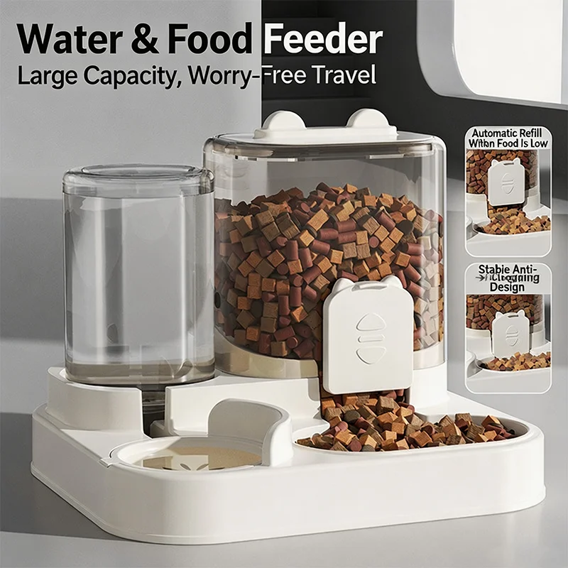 2 In 1 Automatic Pet Feeder Water Dispenser Dry Wet Separation Cat Dog Food Bowl Water Bowl Pet Daily Supplies