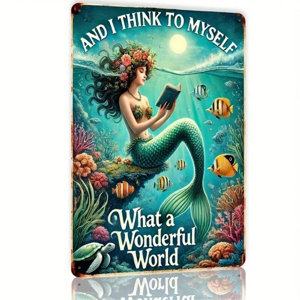 

Vintage Tin Metal Sign "What A Wonderful World" Wall Decor 8x12 Inch Rustic Home Bar Café Kitchen