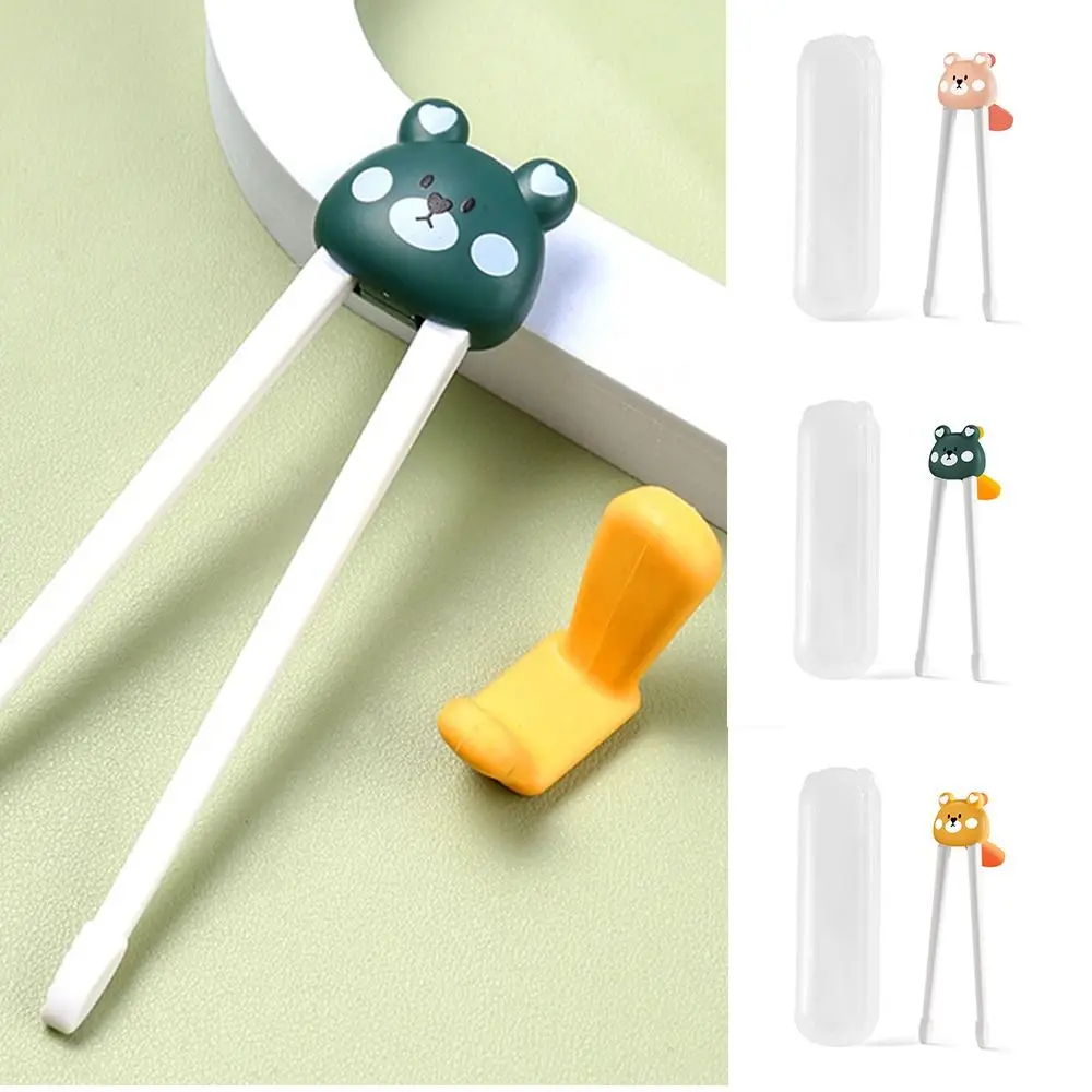 Animal Cute Bear Training Chopsticks With Box Silica gel Eating Practice Plastic Kitchen Tableware Cartoon Chopsticks