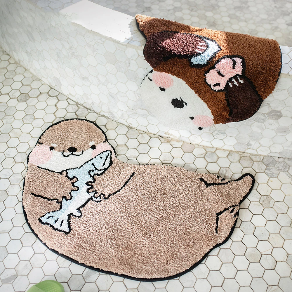 

Otter Shaped Rug Animals Bath Mat Area Rug Non-Slip Bathroom Door Mat for Bedroom Bathroom Kitchen Cartoon Area Rug