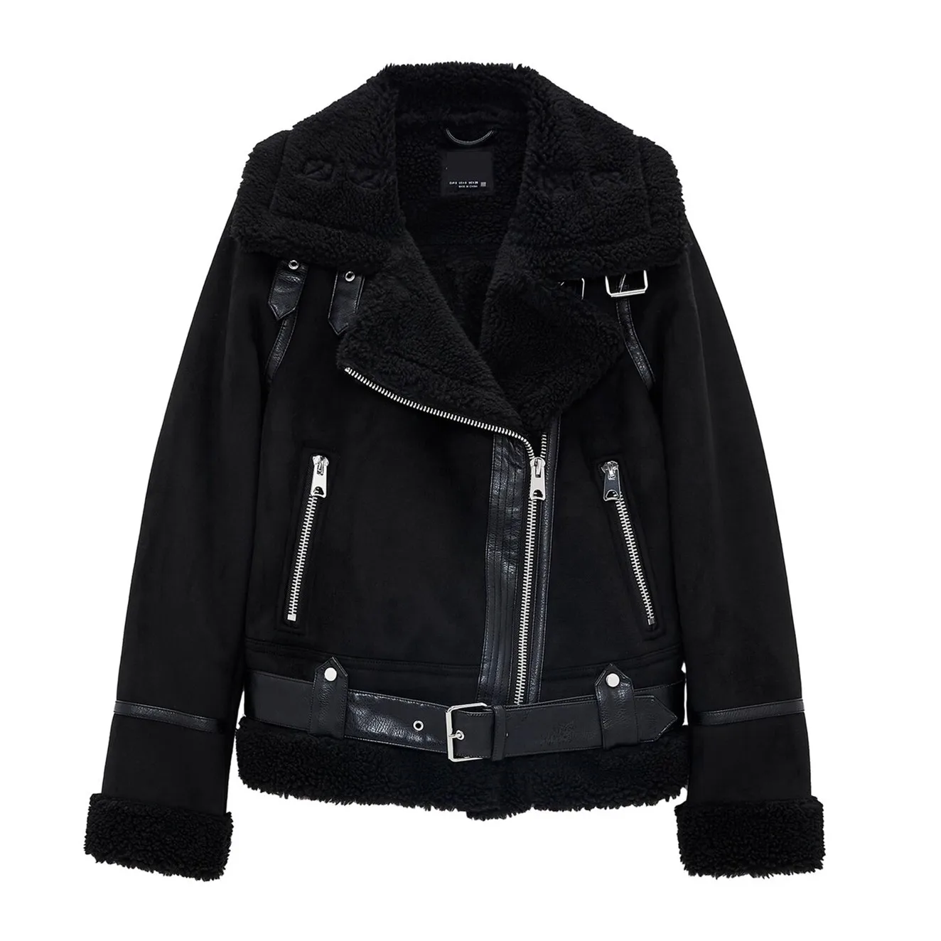 Damen Faion Thiened Lamb Fur Jaet Oberbekleidung Winter 2025, neuer Sle Commute Loose Fit Long Sve Reißverschlussmantel