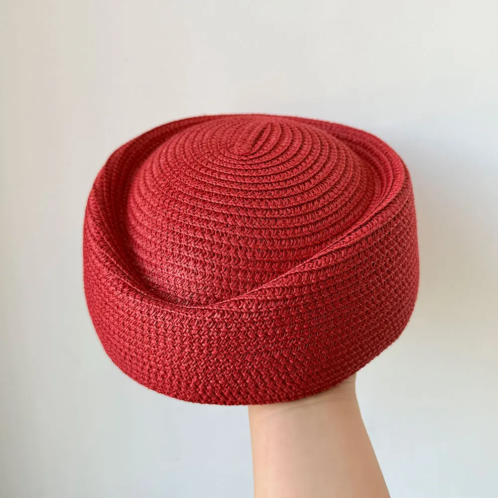 Fashion Summer Beret Medicine Box Hat For Women Flight Attendant Hat Performance Etiquette Retro Beach Band Performance Caps