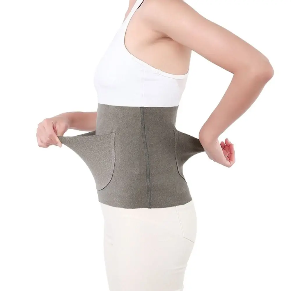 Warm Thermal Waist Support Belt Traceless High Elastic Lower Waist Support Belt Secure Fit with Pocket Fleece Waist Warmer