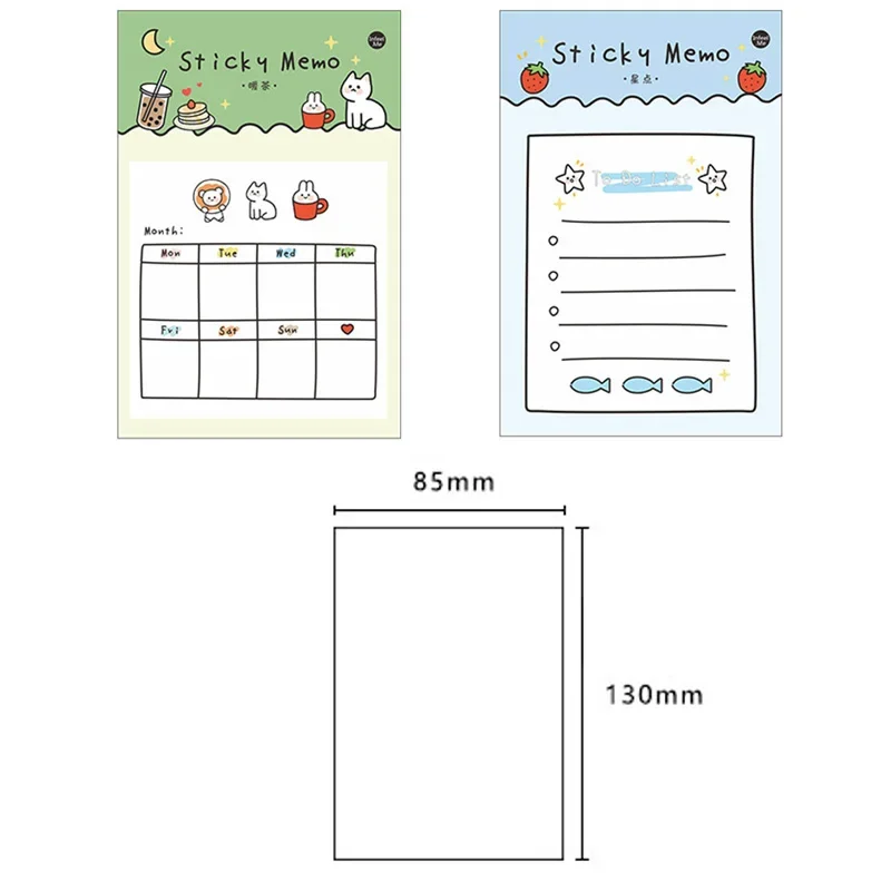 30 Sheets/Book Sticky Notes Kawaii Cartoon Self-Adhesive Memo Pad,to Do List,check List,weekly Plan,month Plan Writing Pads