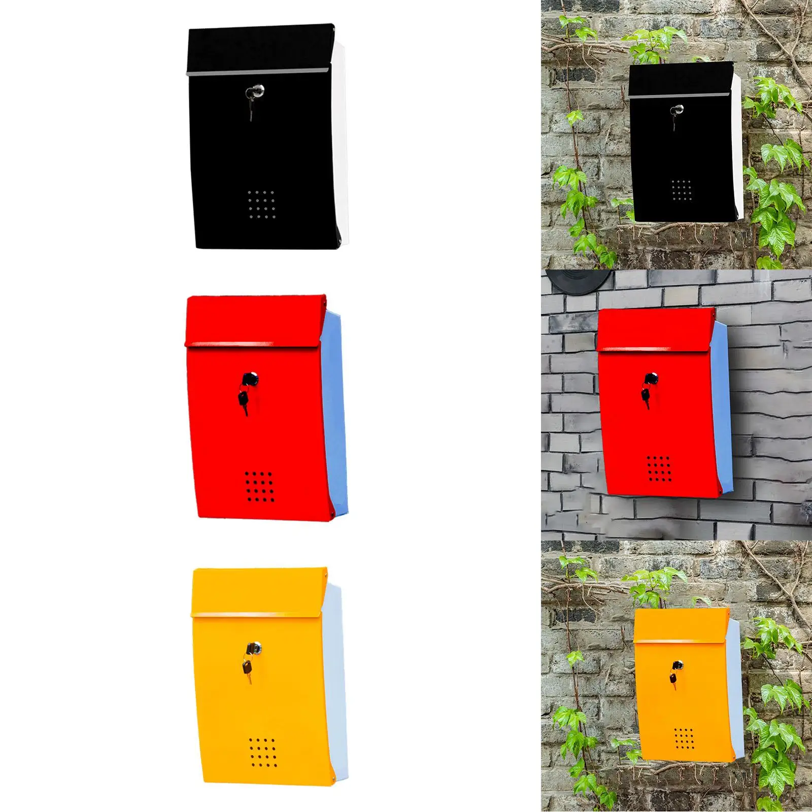 

Locking Mailbox Wall Mounted Drop Box with Lock for Post Mount Business Gate