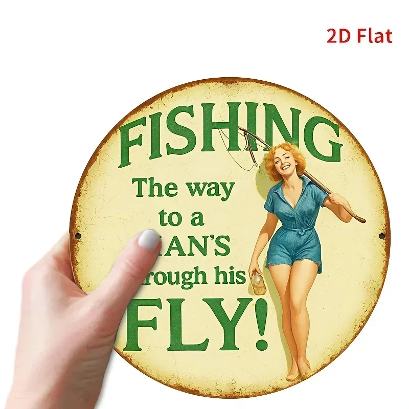[2D Flat] 1pc 8 X 8 Inches (20 X 20 Cm) Vintage Fishing Humor Metal Sign - The Way to a Man'S Heart Is Through His Bait
