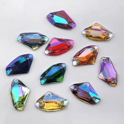 100pcs/Lot, Good Quality 8.5x14mm, 11.5x19mm Colors AB Resin Flat Back Galactic AX Sew On Stones