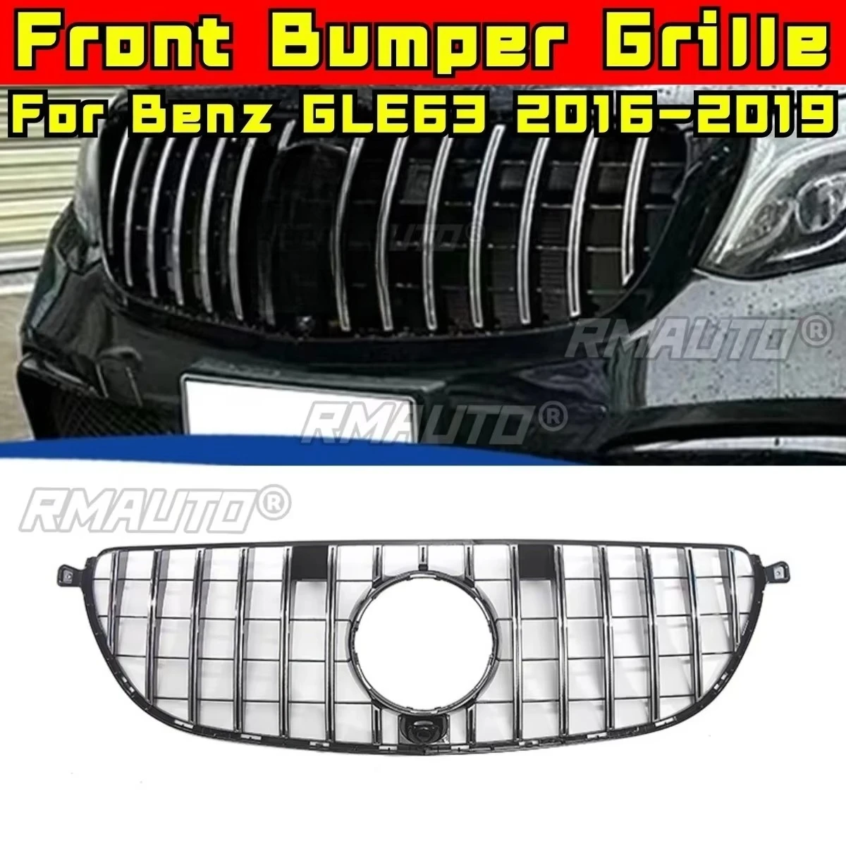 

Car Bumper Grill Decorative Strips Racing Grille Body Kit Front Bumper Grill For Mercedes Benz GLE63 2016-2019 Exterior Part