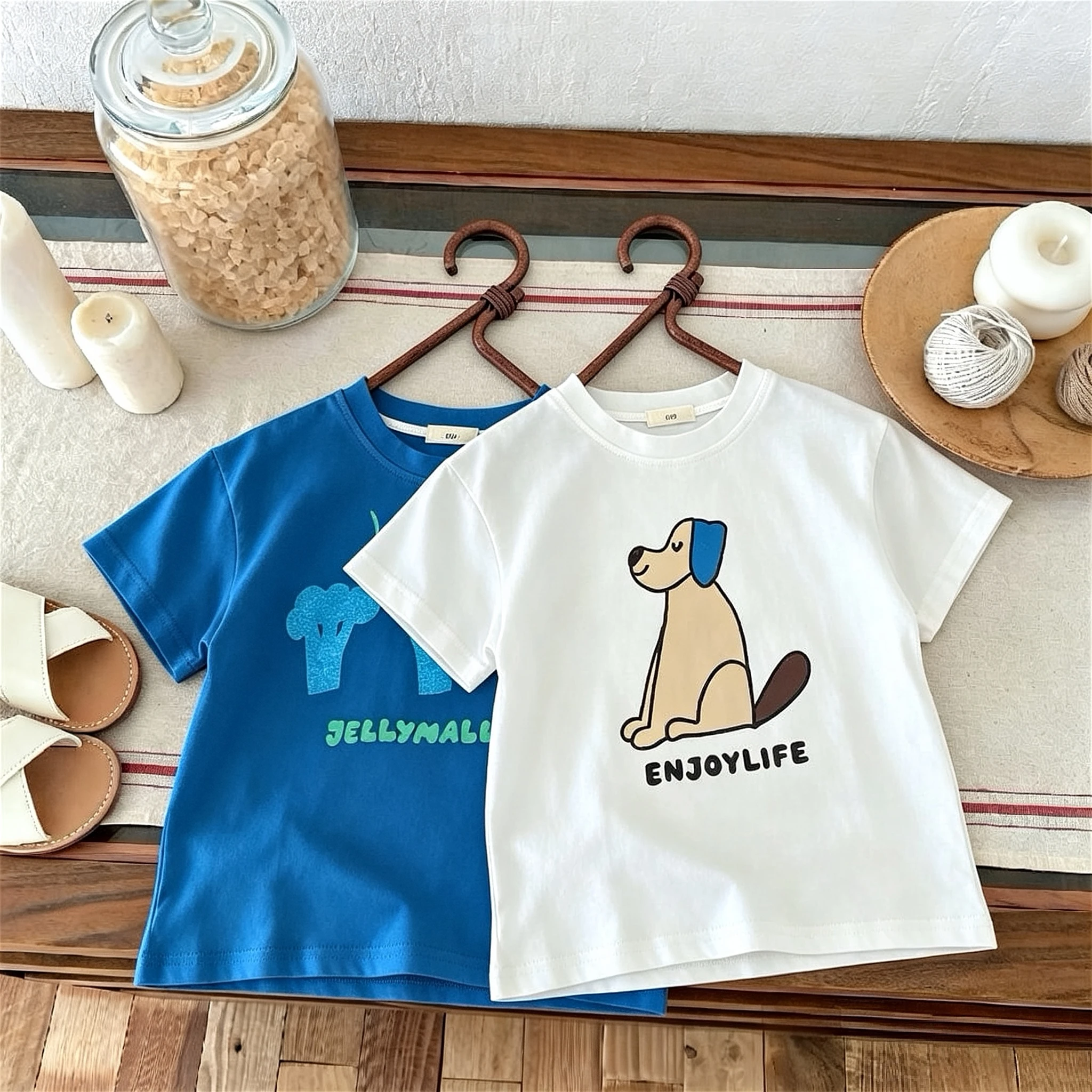 Summer Clothing Short Sleeve Tshirt Tops Printed Fashion Children T-shirts Baby Boys Girls Simple Versatile Crewneck T Shirts