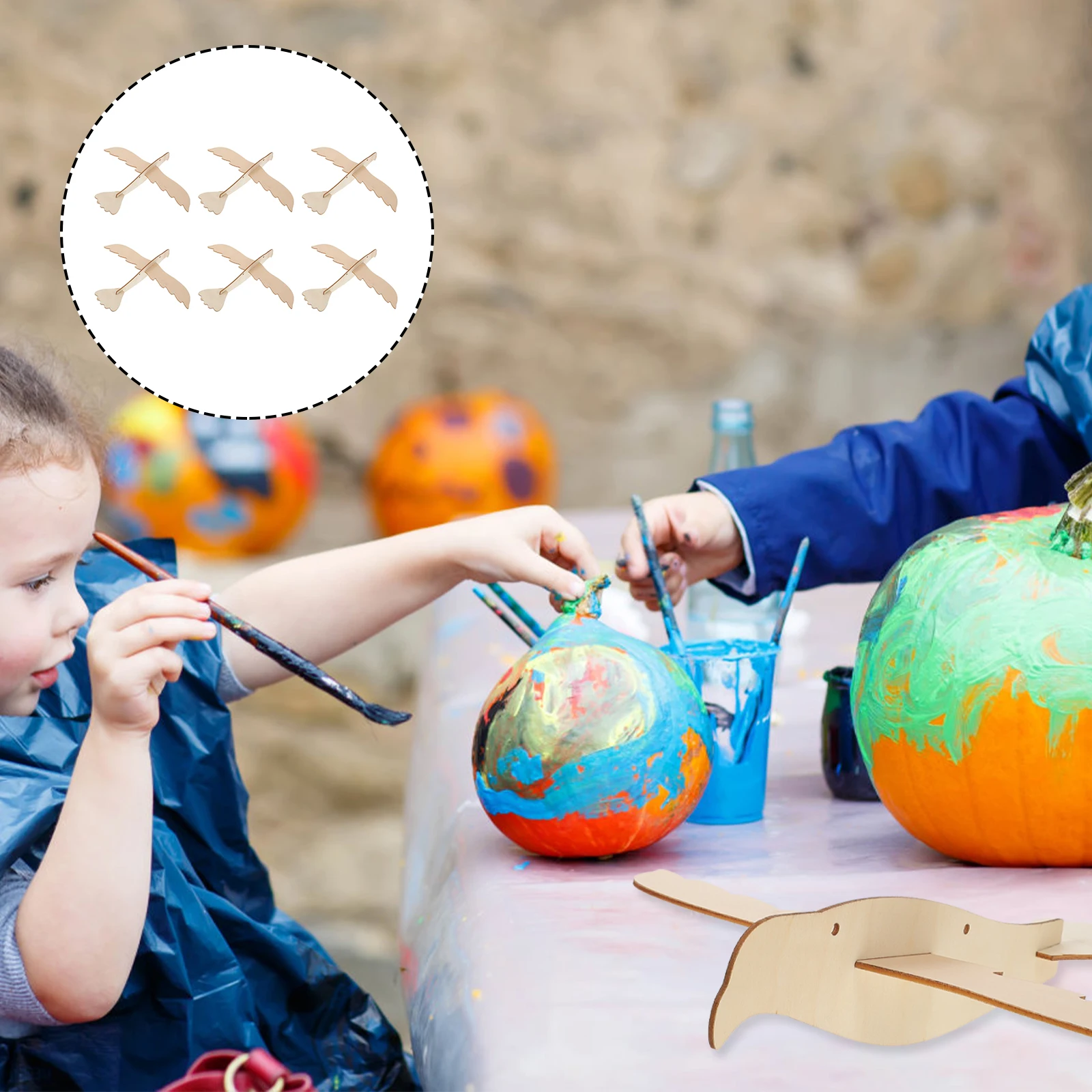 

6pcs Wooden Assembled Eagle Diy Hand Painting Graffiti Plaything Educational Craft Kit Kids Children Gift Wood Animal