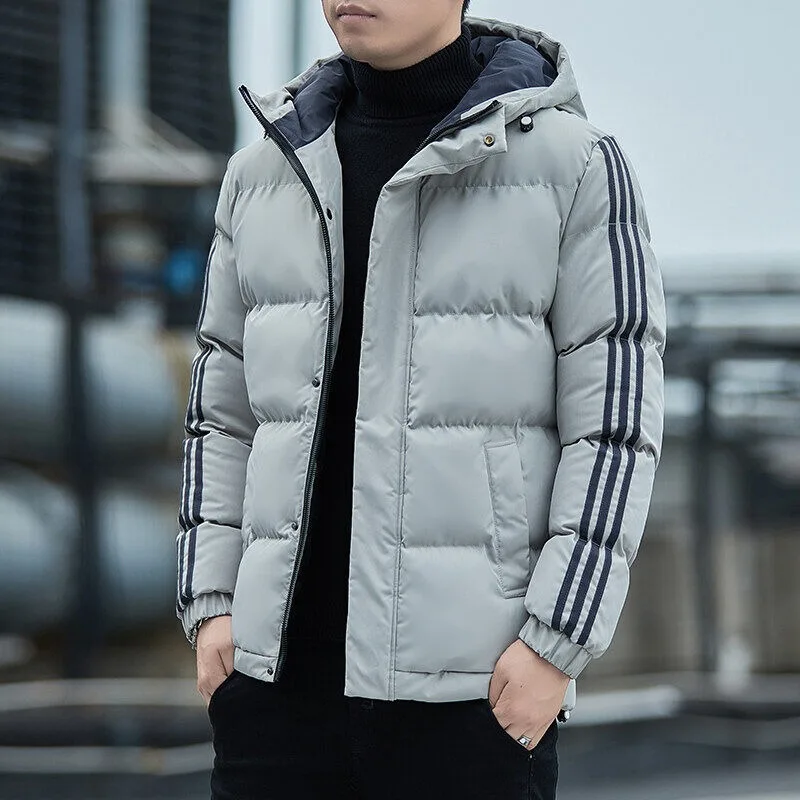 Winter New Man Cotton-Padded Clothes Male Fashion Hooded Thicken Warm Short Outwear Korean Style Large Size Casual Outcoat