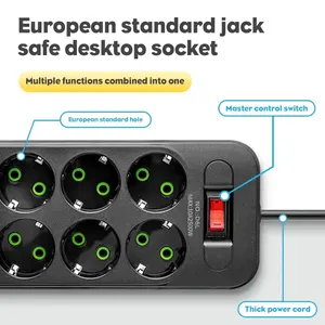 EU Plot Ac Power Strip, Multitap Extension Cable, 4 -port USB electric outlet, fast charging, multiprise network filter 8 Main Sales USB Line Filter - №7