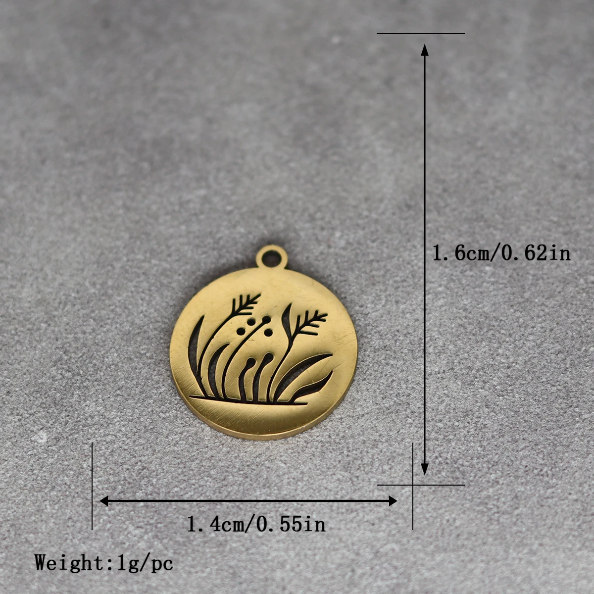 3pcs Mini Disc Pendant The wind stirs the grass waves Charms for Jewelry Making Bracelets Earrings Stainless Steel Accessories