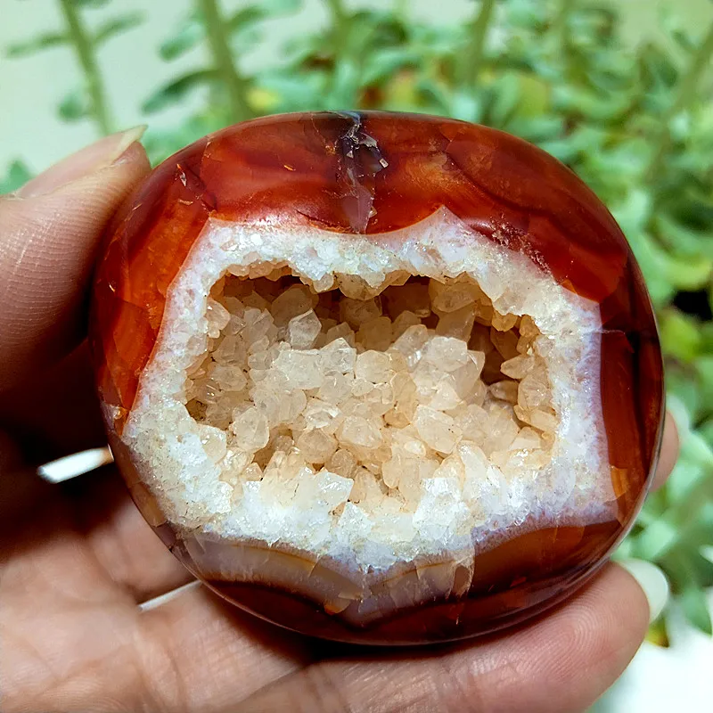 Natural Stone Red Agate Crystal Cave Meditation Spirit Exorcism Feng Shui Crystal Home Room Decoration