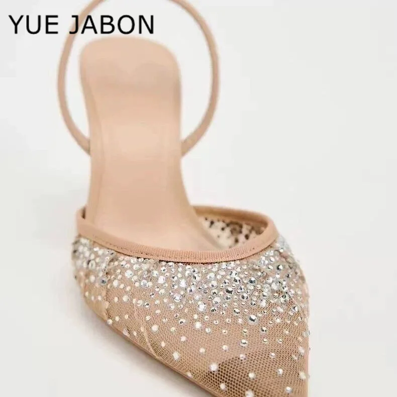 

Women High Heel Pumps Mesh Pointed Toe Stiletto Thin Heel Women's Shoes Office Lady Rhinestone Shoes Summer Wedding Party Shoes