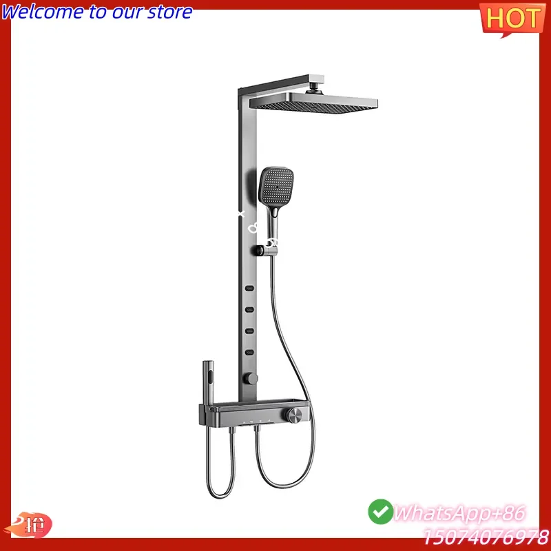 2026New Brass Chrome Polished Wall Mount Shower Set with Ceramic Valve Rainfall Spray for Apartment & Hotel Use