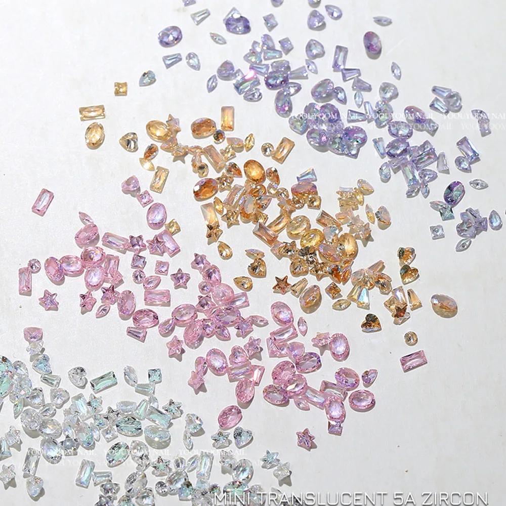 50pcs Shining Zirconia Nail Decoration 5A Mini Micro Zirconia Pointed Bottom Diamond Necklace Nail Accessories