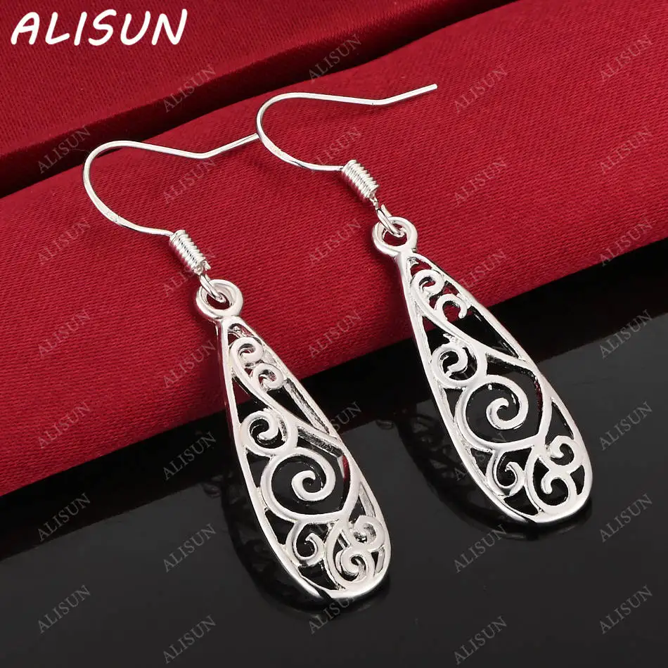 

ALISUN 925 Sterling Silver Retro Water Drops Earrings Drop Earrings Anniversary Gift Popular Wild Fashion Romantic