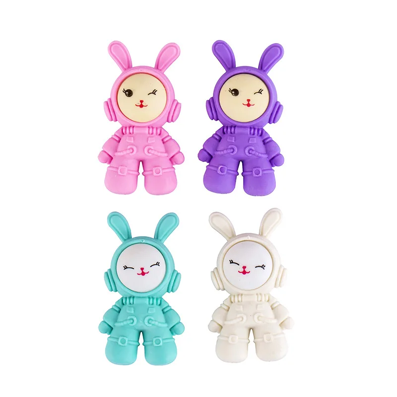 3 Pieces/batch Cute 3D Aerospace Rabbit Shape Eraser for Students Final Christmas Gifts Prize Gifts Kawaii Eraser Wholesale