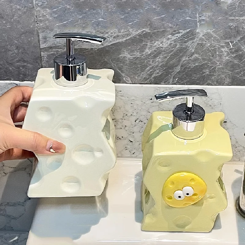 Creative Combination Emulsion Bottle Cheese Portable Soap Bottle Ceramic Bottle Shampoo Soap Dispenser Accessories Bathroom