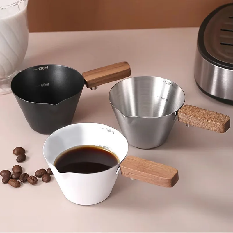 Stainless Steel Espresso Measuring Cup With Scale And Handle V Spout For Coffee Brewing For Barista Tool Kitchen Gadget
