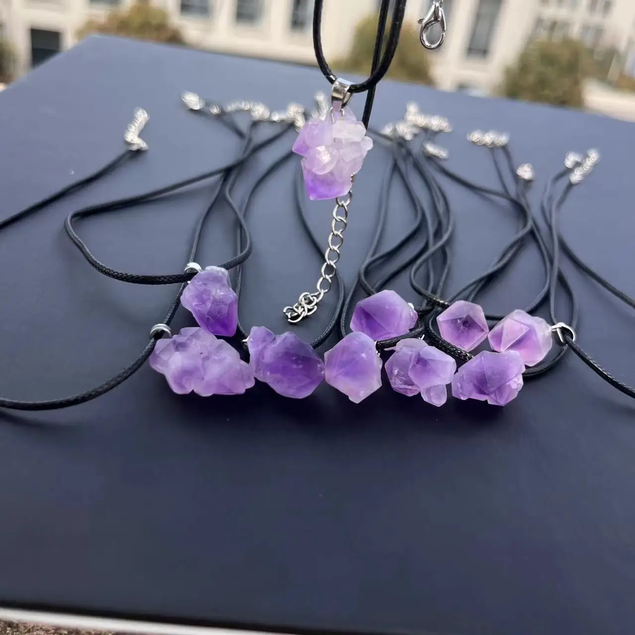 natural raw stone amethyst pendants for sale tooth shape cute cluster hot sale nice gifts to girlfriends