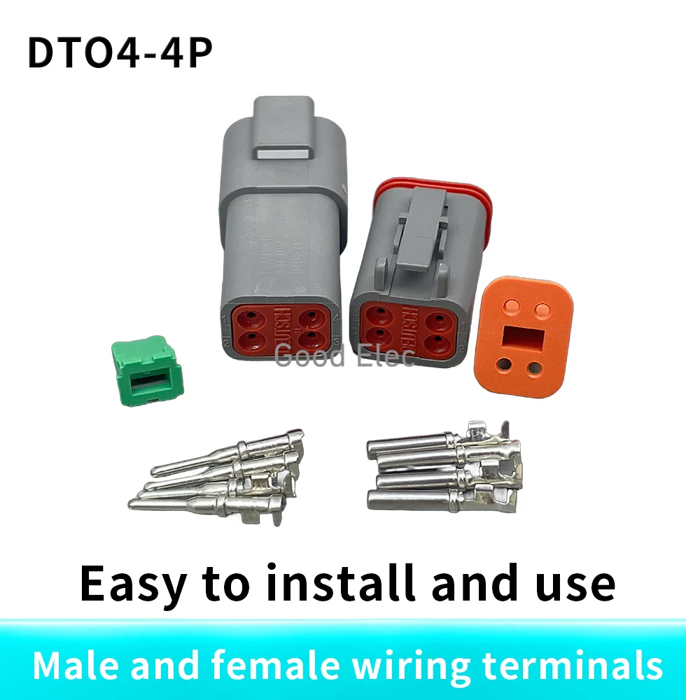 1set Connector DT06-2S/DT04-2P 2P 3P 4P 6P 8P 12P Waterproof Electrical Connector For car Motor With Pins 22-16AWG With wires