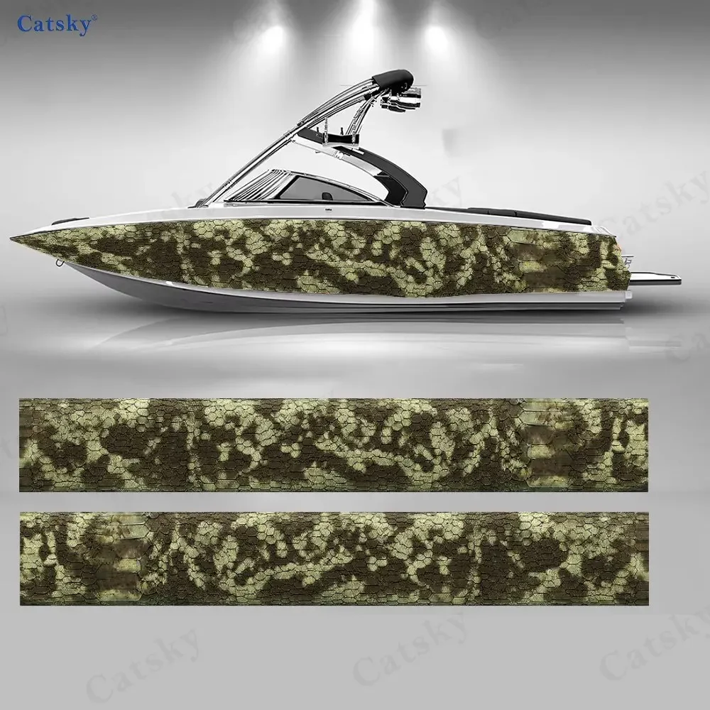 Camouflage Crocodile Scale Shadow of A Tree Boat Sticker Vinyl Ship Pontoon Deck Boat Fishing Decorative Pontoon Boats Decal