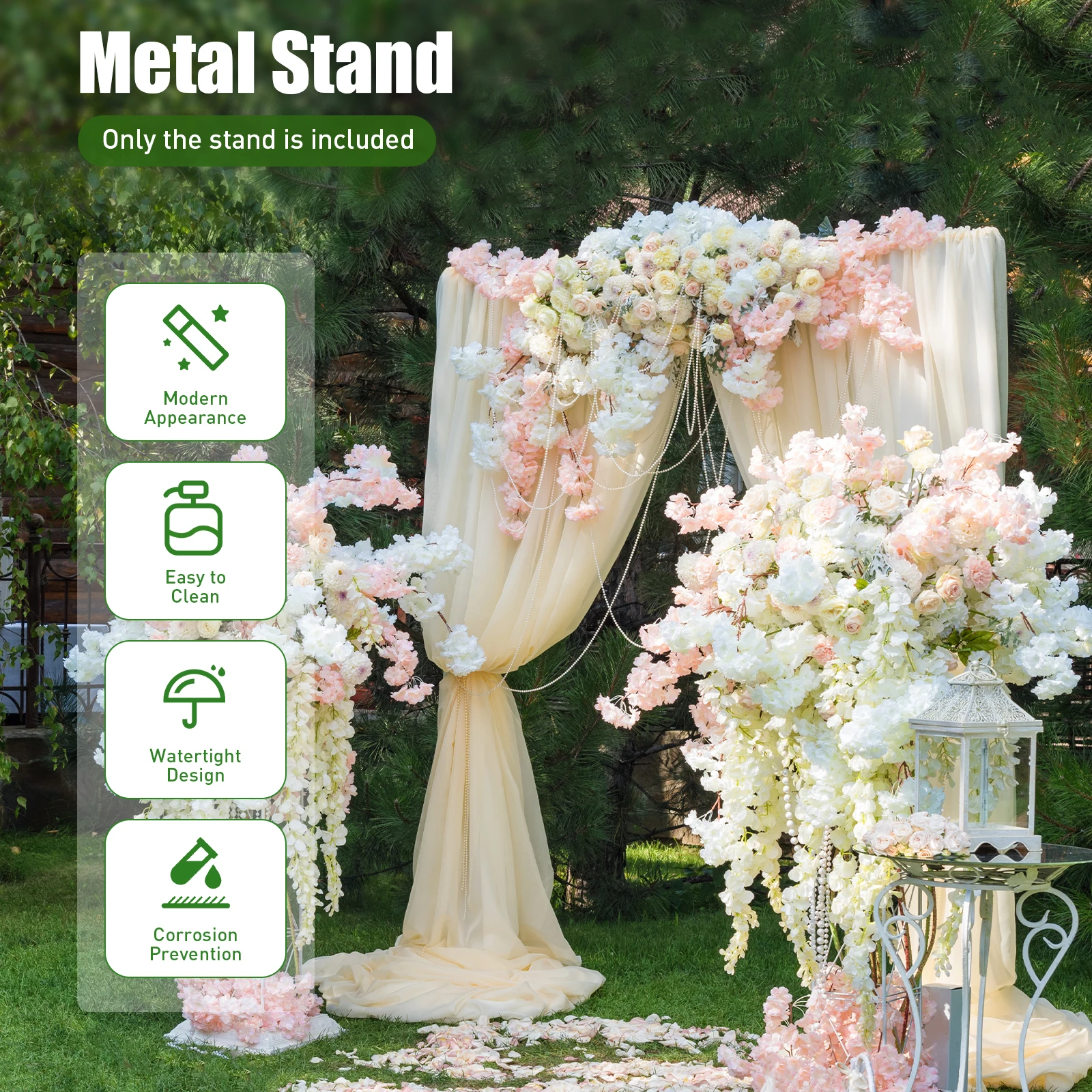 

2*2m Gold Wedding Arch Flower Road Lead Backdrop Stand Metal Balloon Flower Frame for Ceremony Birthday Party