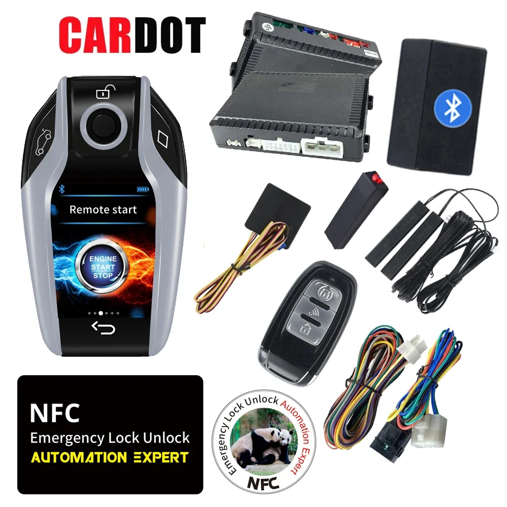 KOL Drop Shipping Cardot  Nfc  Liquid key Smart Keyless Entry  Remote Starter Engine Start Stop Car+Alarms LCD control