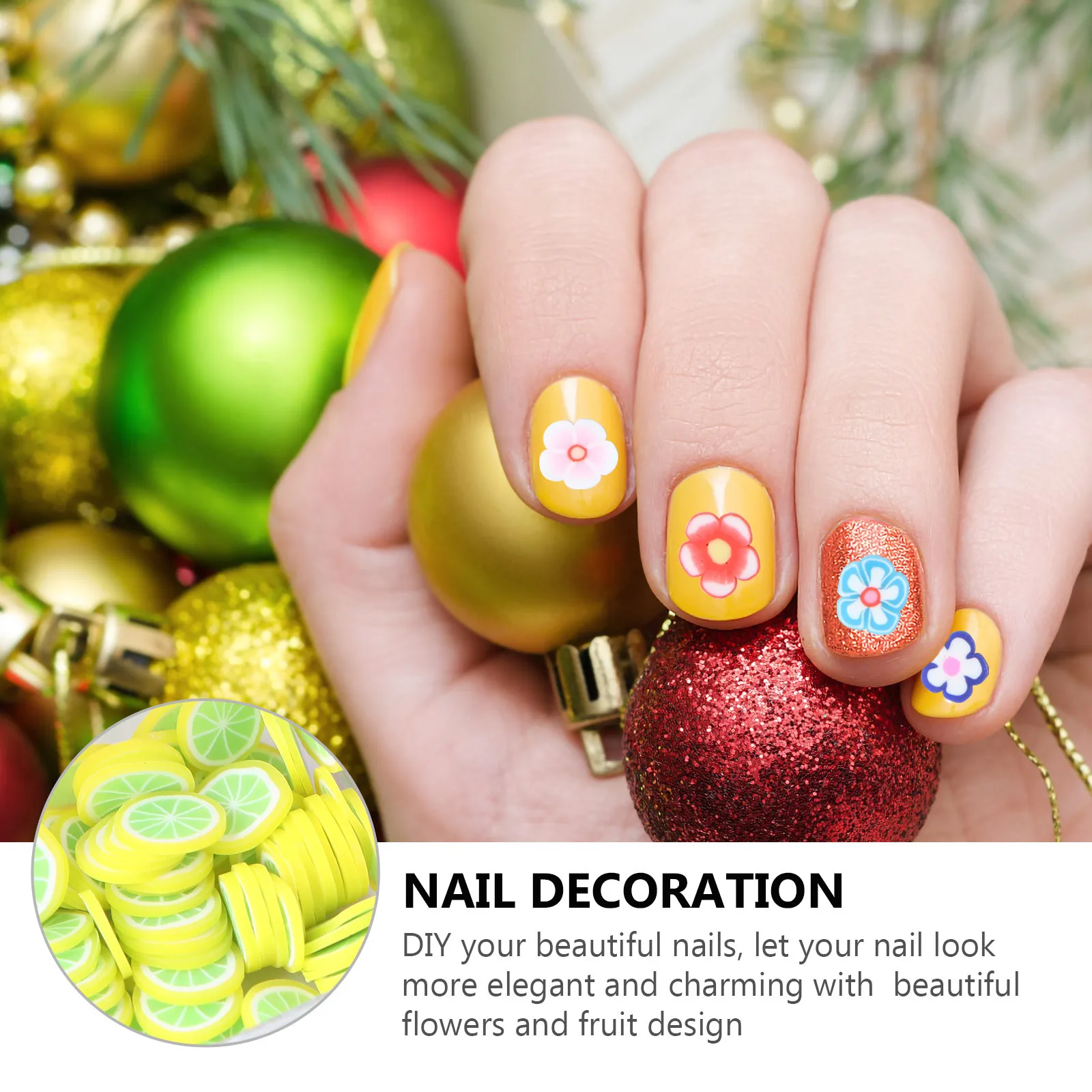 

2pcs 2 Boxes Art Decorations 12 Grids Fruit Flower Slices For Manicure Diy Use Nail Art Slice Nail Clay