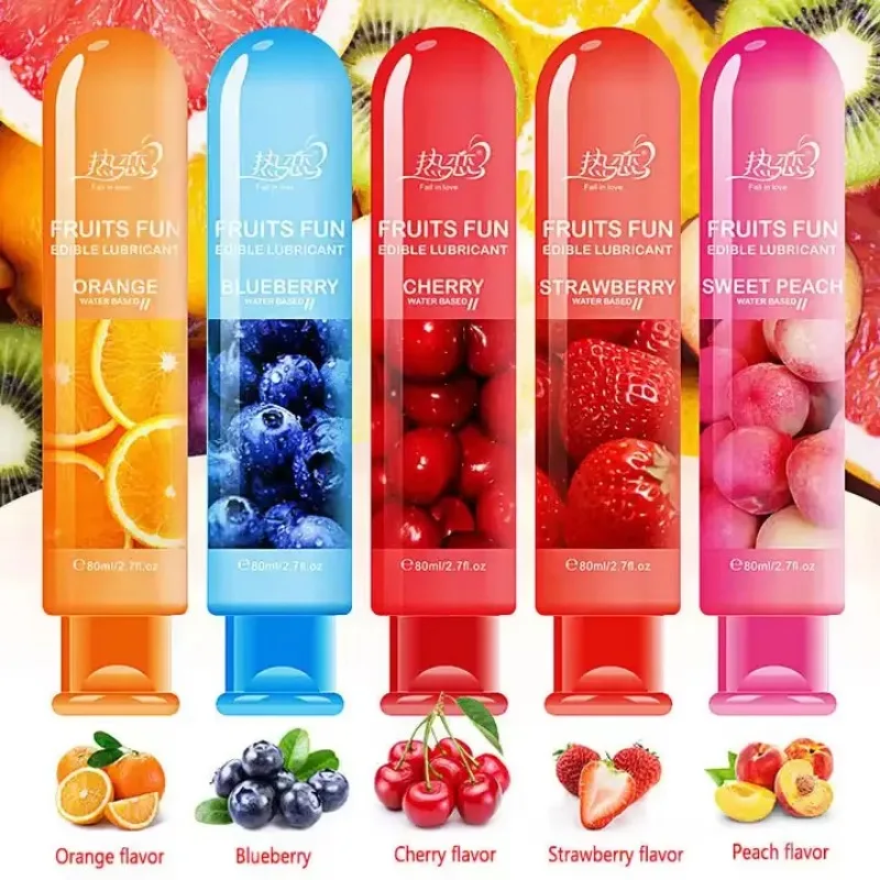 80ml Adult Erotic Lubricant Edible Fruit Flavor Oral Sex Water-soluble Human Lubricant Private Parts Lubricant Massage Sex Toy