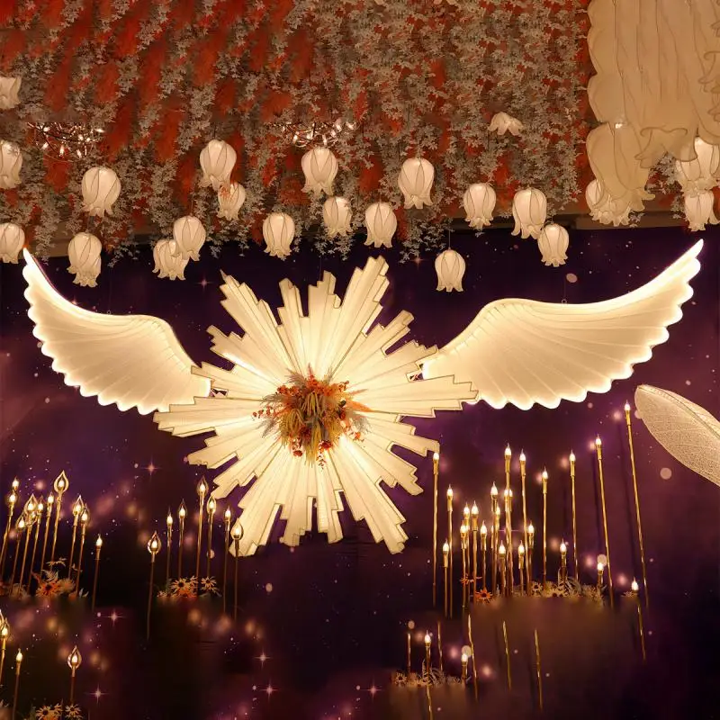 2pcs Glowing Angel Wings Wedding Decorative Cosplay Props Pathway Guide Mall Wedding Hall Background Venue Setup Guide Props