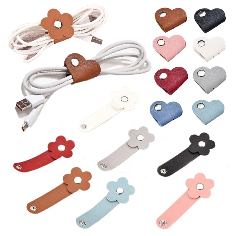 Desktop organization Charging Cable Ties Heart Shape Headphone Wire Storage Tool Wires Organizer Network Cables  Winder