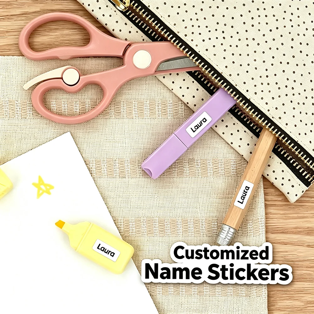 Personalized Labels, Self-Defined Name Tags, for School Supplies, Lunch Boxes, Books, Water Bottles, Self-Adhesive Stickers