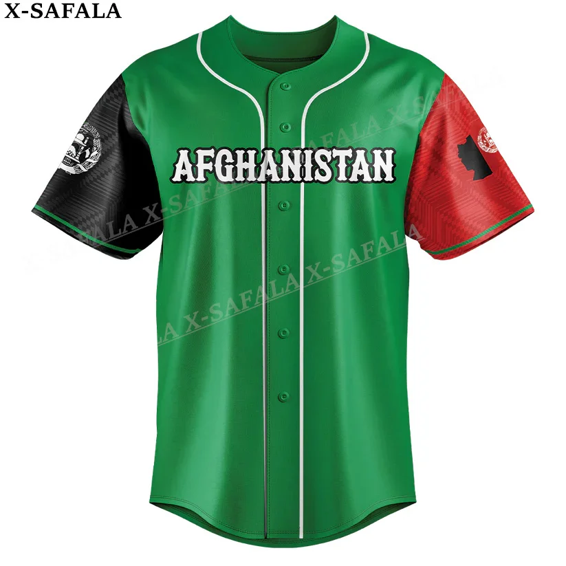 Love Country Flag Coat Of Arms Afghanistan 3D Printed Baseball Jersey Shirt Men's Tops Tee Oversized Streetwear Jersey