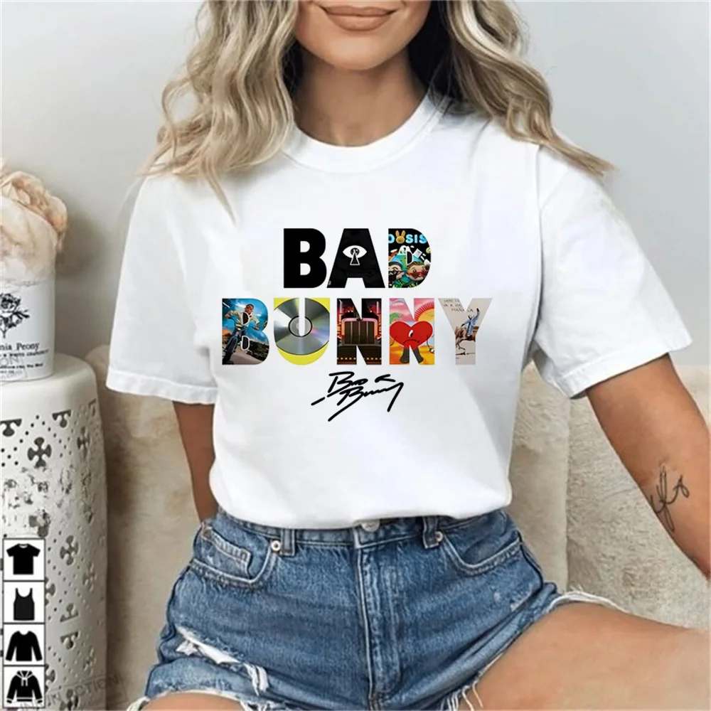 

Streetwear Top Tee Bad Bunny Tshirt Women Y2k Graphic Digital Graphic Pastel T-shirt 2000s Vintage Pastel Grunge