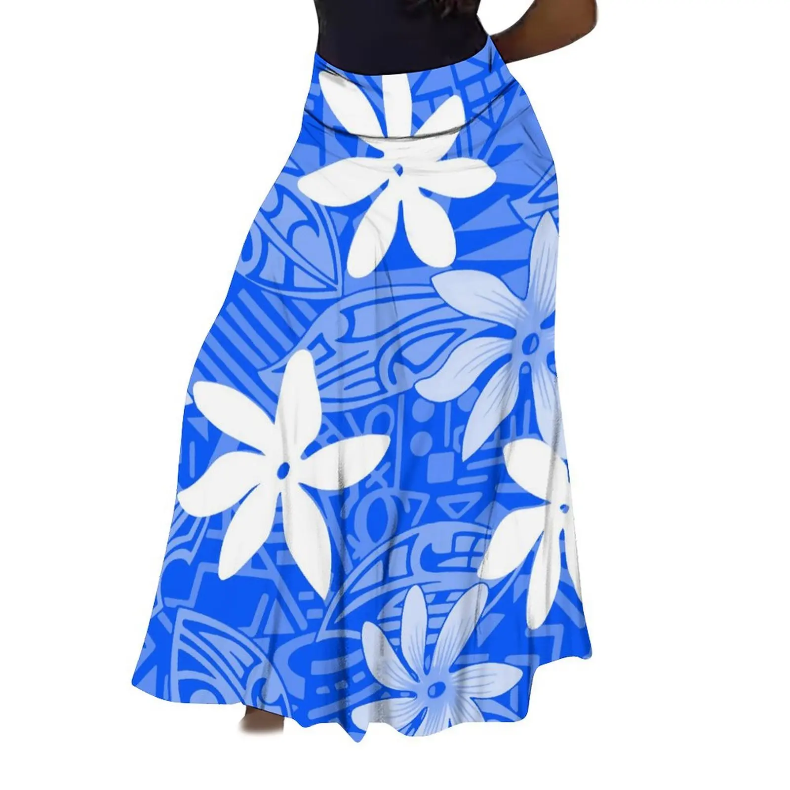 Polynesian Custom-Patterned Women'S Dance Party Flowing High-Waisted Half-Length Dress Carnival Party Dress