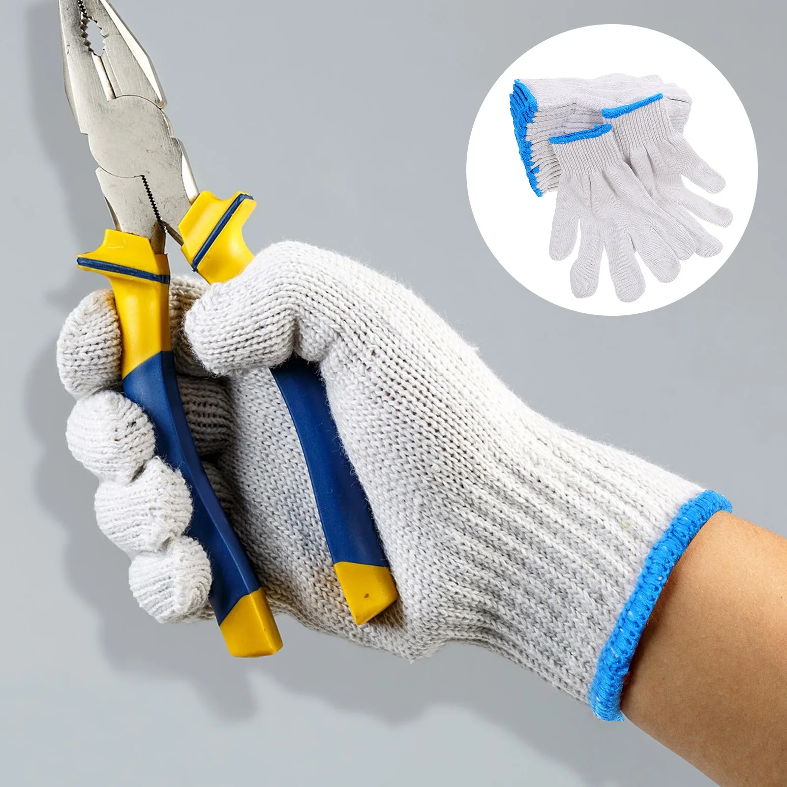 

20Pairs Heavy Duty Anti-Slip Cotton Work Gloves Enhanced Grip Garden Household Protective Reusable Meticulous Stitching Nonslip