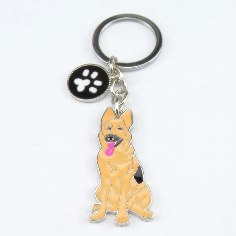 Cute Pet German shepherd Dog Keychain Paw Dog KeyRing German shepherd Dog Charms Key chains pendant Gifts